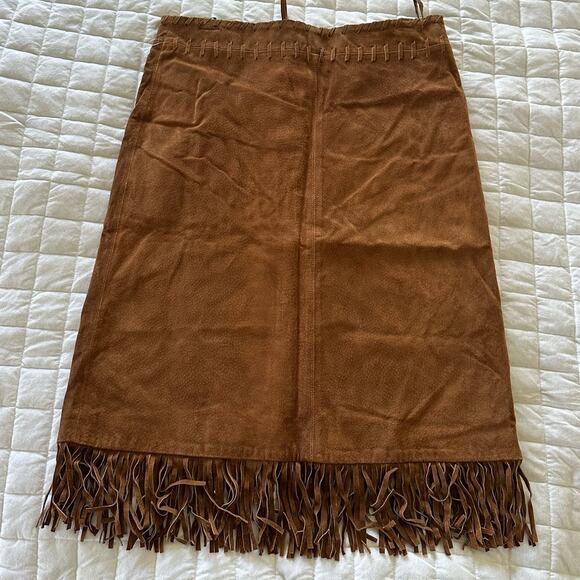 New THE KEENAN LEATHER CO Womens Skirt Suede 100% Leather Fringe Western 40 US 8 - Picture 6 of 15